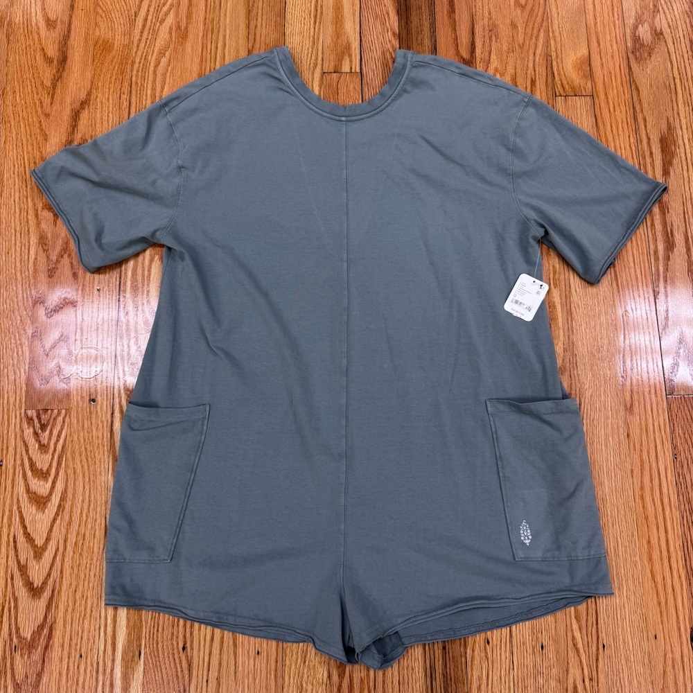 NWT Free People Movement Short Sleeve Romper with Pockets Boho Beachy